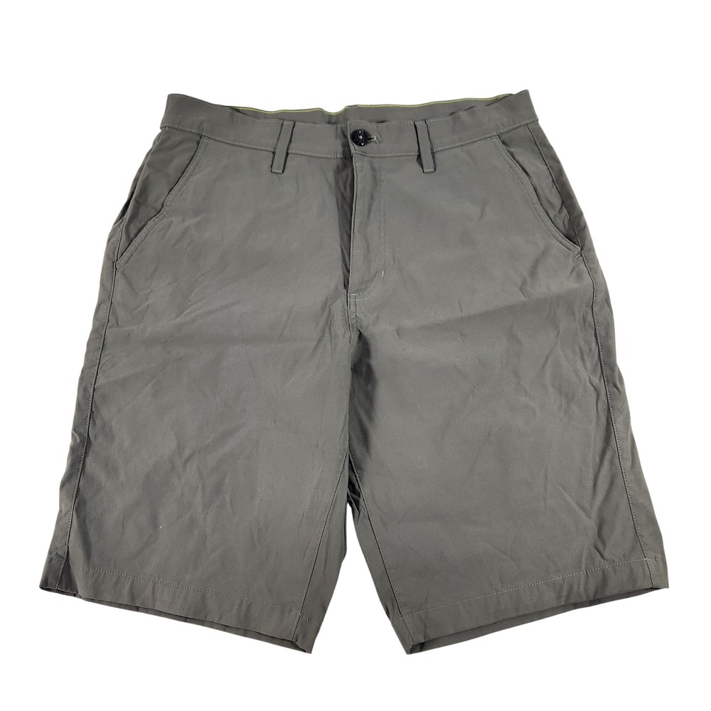 Eddie Bauer Mens 33 First Ascent Gray Nylon Stretch Hiking Shorts Zipper Pocket